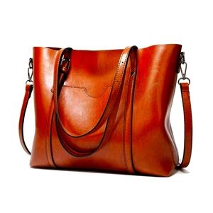 Elegant Brown and Blue Leather Tote Bag